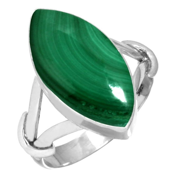 925 Sterling Silver Women Jewelry Natural Malachite Ring
