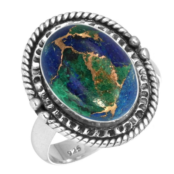 925 Sterling Silver Women Jewelry Natural Mohave Azurite Ring