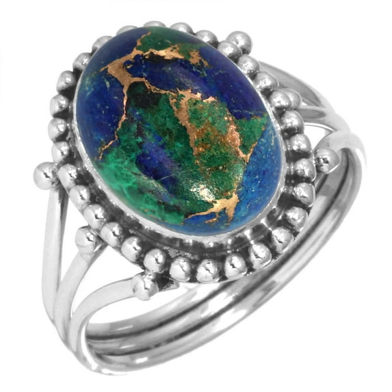 925 Sterling Silver Women Jewelry Natural Mohave Azurite Ring