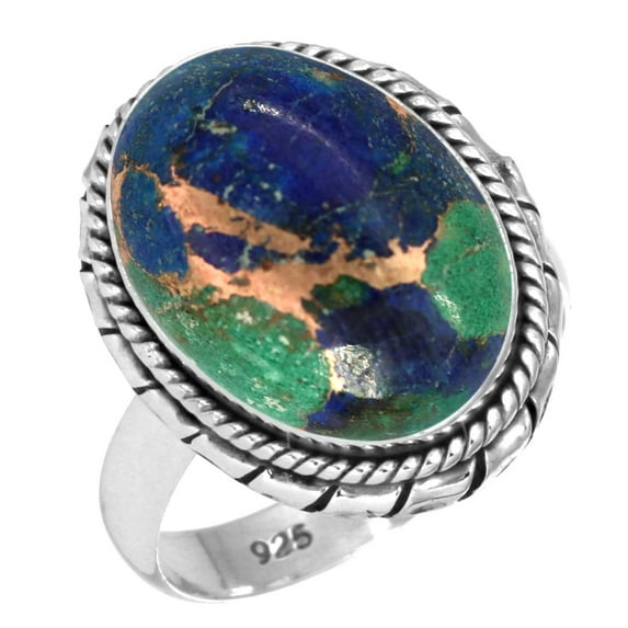 925 Sterling Silver Women Jewelry Natural Mohave Azurite Ring