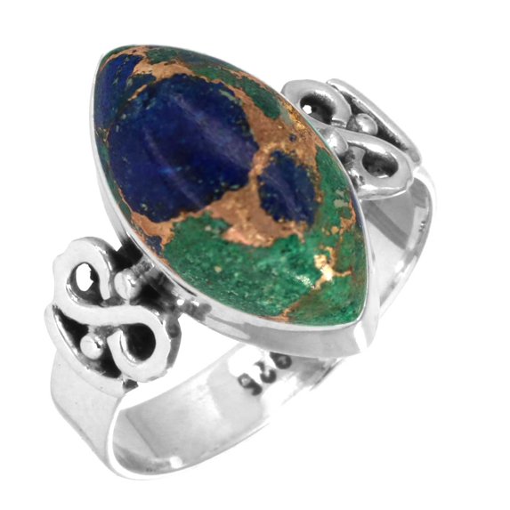 925 Sterling Silver Women Jewelry Natural Mohave Azurite Ring