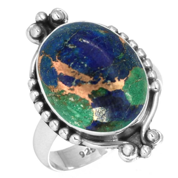 925 Sterling Silver Women Jewelry Natural Mohave Azurite Ring