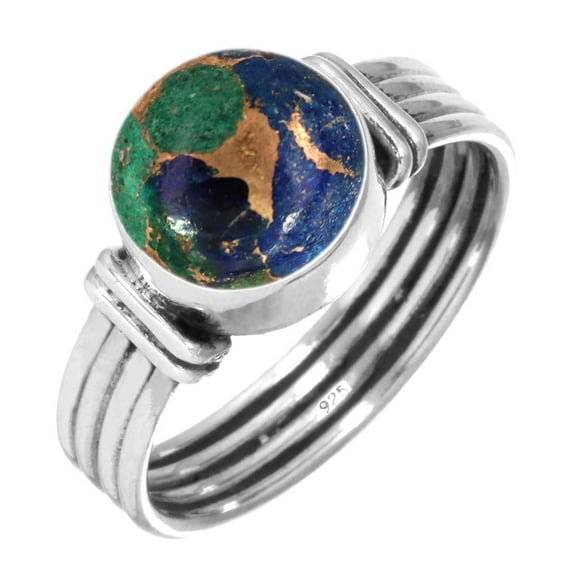 925 Sterling Silver Women Jewelry Natural Mohave Azurite Ring