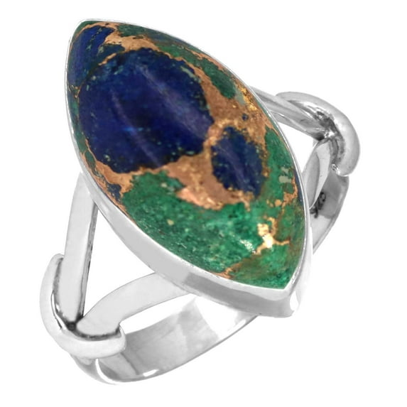 925 Sterling Silver Women Jewelry Natural Mohave Azurite Ring