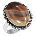 thumbnail image 1 of 925 Sterling Silver Women Jewelry Natural Montana Agate Ring, 1 of 6