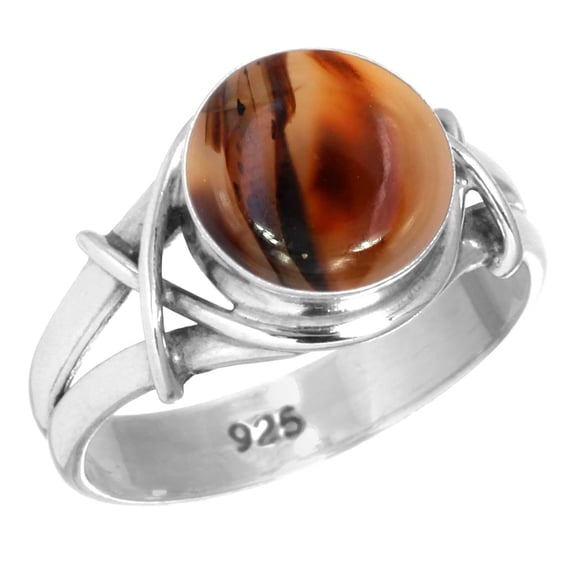 925 Sterling Silver Women Jewelry Natural Montana Agate Ring