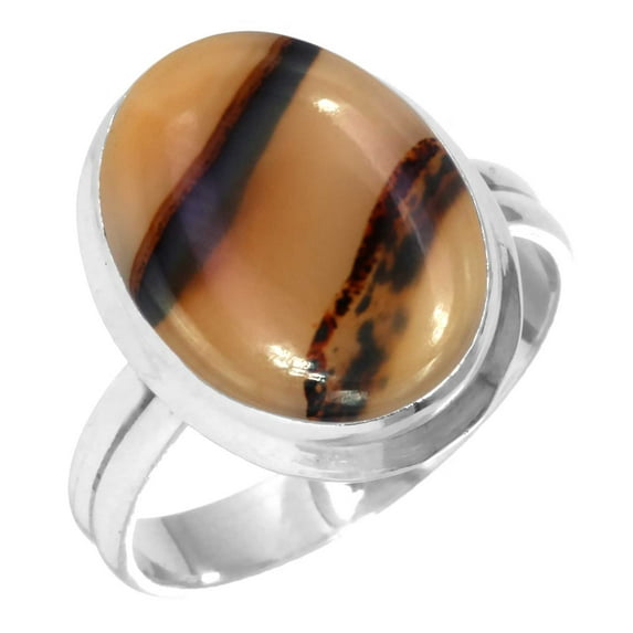 925 Sterling Silver Women Jewelry Natural Montana Agate Ring