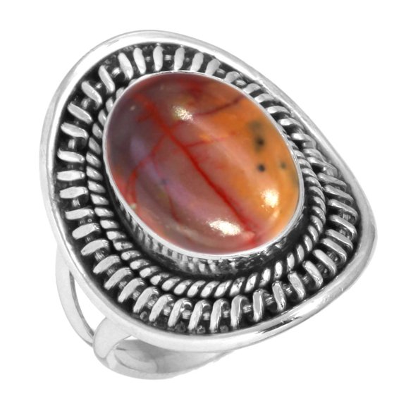 925 Sterling Silver Women Jewelry Natural Mookaite Ring