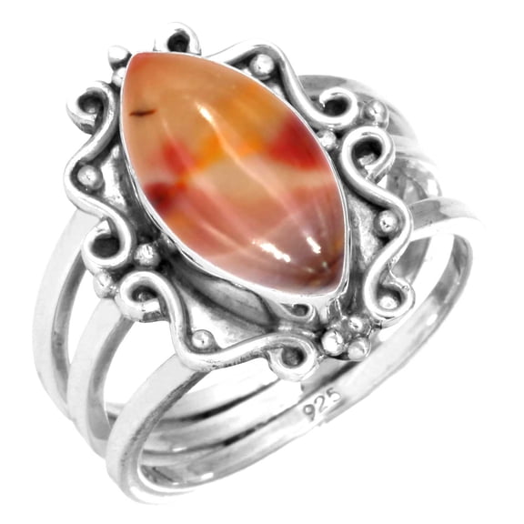 925 Sterling Silver Women Jewelry Natural Mookaite Ring