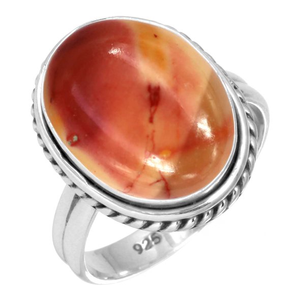 925 Sterling Silver Women Jewelry Natural Mookaite Ring
