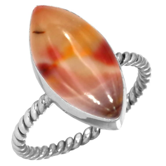 925 Sterling Silver Women Jewelry Natural Mookaite Ring