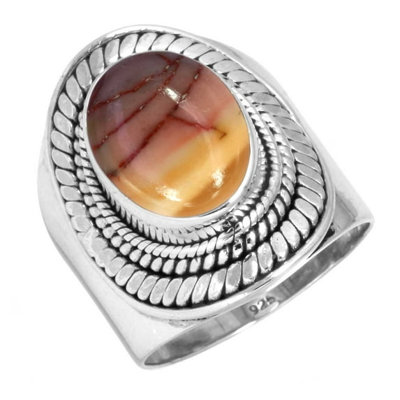 925 Sterling Silver Women Jewelry Natural Mookaite Ring