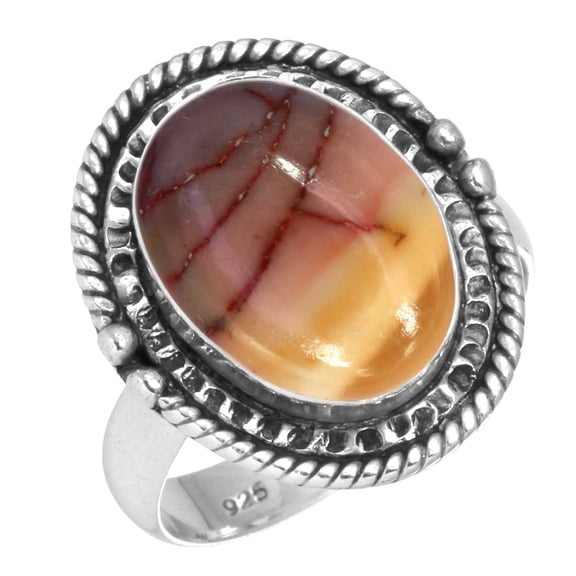 925 Sterling Silver Women Jewelry Natural Mookaite Ring