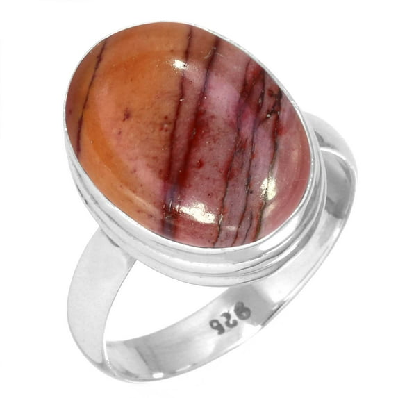 925 Sterling Silver Women Jewelry Natural Mookaite Ring