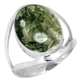 thumbnail image 1 of 925 Sterling Silver Women Jewelry Natural Moss Agate Ring, 1 of 6