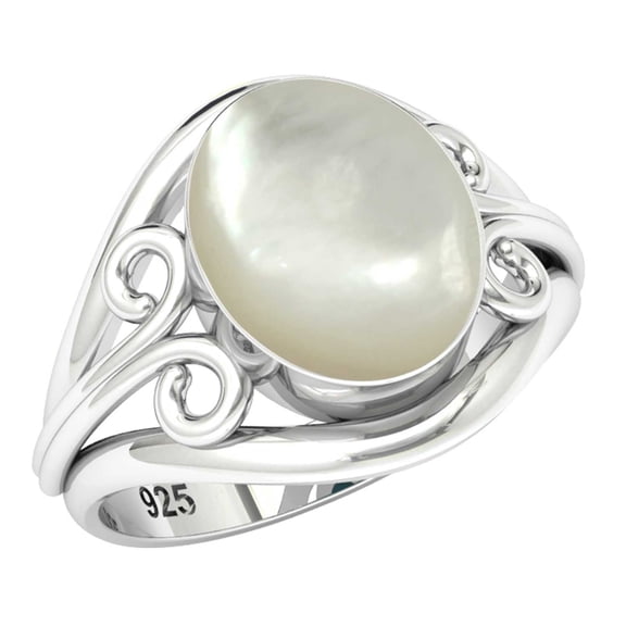 925 Sterling Silver Women Jewelry Natural Mother Of Pearl Ring