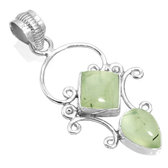 925 Sterling Silver Women Jewelry Natural Prehnite Pendant