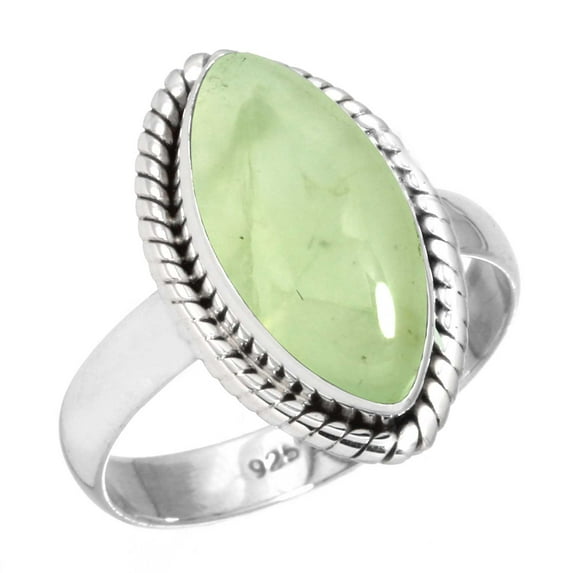 925 Sterling Silver Women Jewelry Natural Prehnite Ring