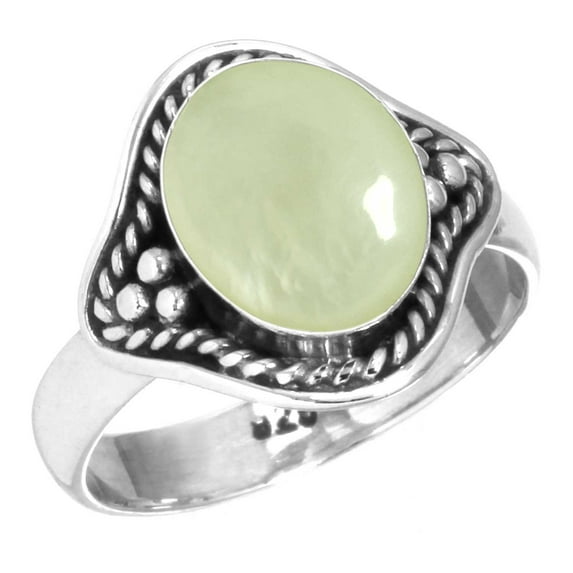 925 Sterling Silver Women Jewelry Natural Prehnite Ring