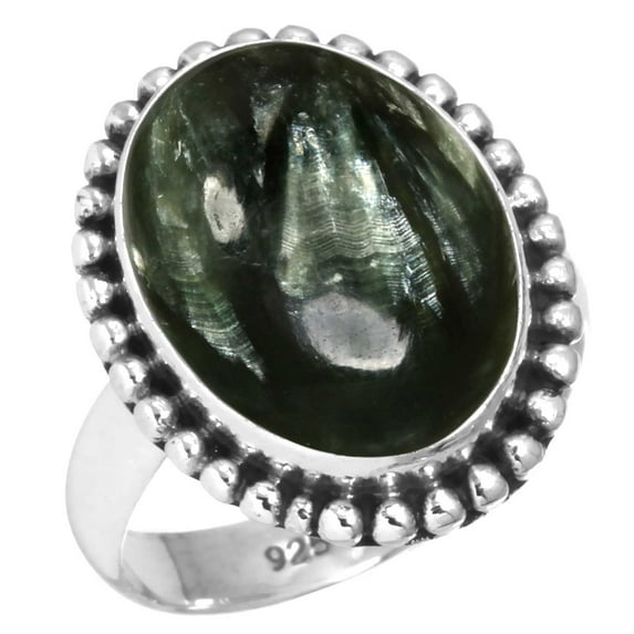 925 Sterling Silver Women Jewelry Natural Seraphinite Ring