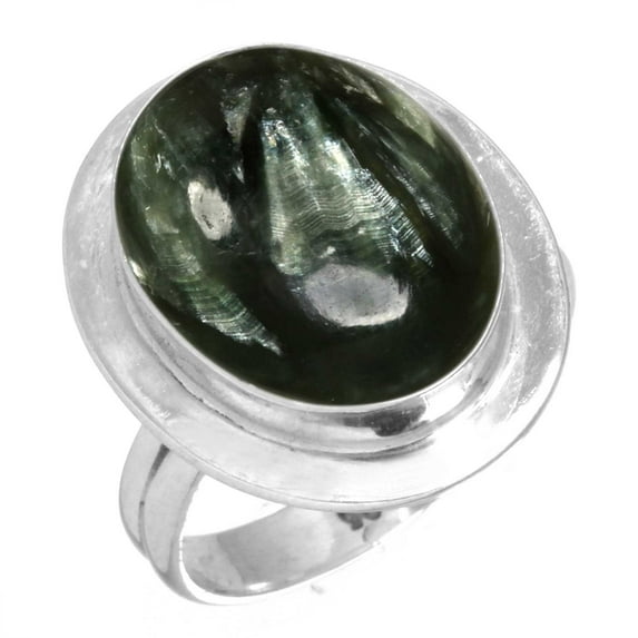 925 Sterling Silver Women Jewelry Natural Seraphinite Ring