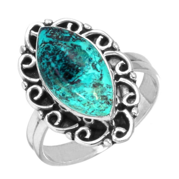925 Sterling Silver Women Jewelry Natural Shattuckite Ring