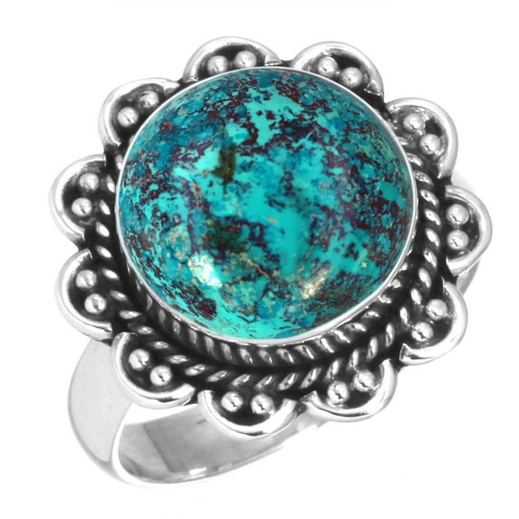 925 Sterling Silver Women Jewelry Natural Shattuckite Ring