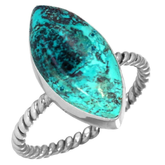925 Sterling Silver Women Jewelry Natural Shattuckite Ring