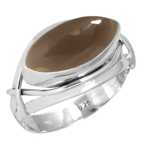 925 Sterling Silver Women Jewelry Natural Smoky Topaz Ring