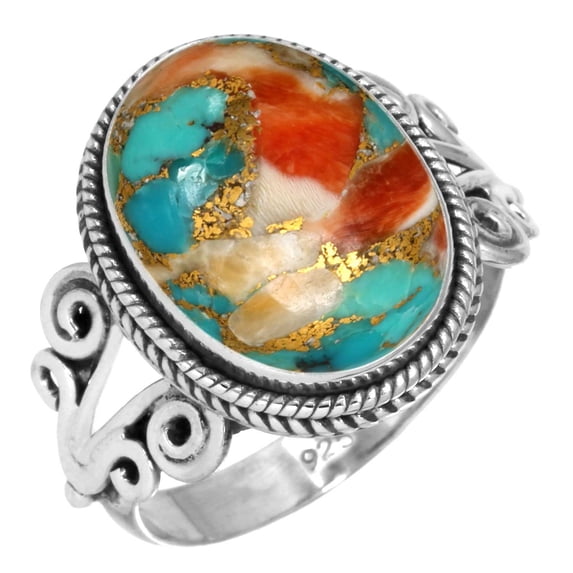 925 Sterling Silver Women Jewelry Natural Spiny Oyster Ring