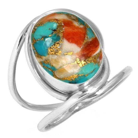 925 Sterling Silver Women Jewelry Natural Spiny Oyster Ring