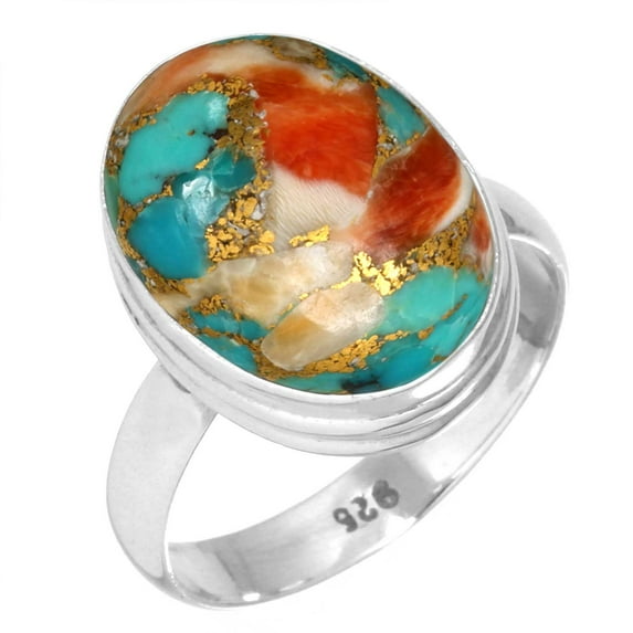 925 Sterling Silver Women Jewelry Natural Spiny Oyster Ring