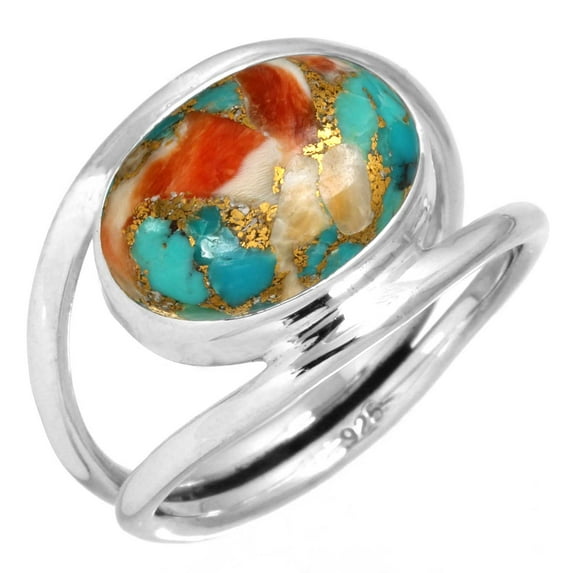 925 Sterling Silver Women Jewelry Natural Spiny Oyster Ring
