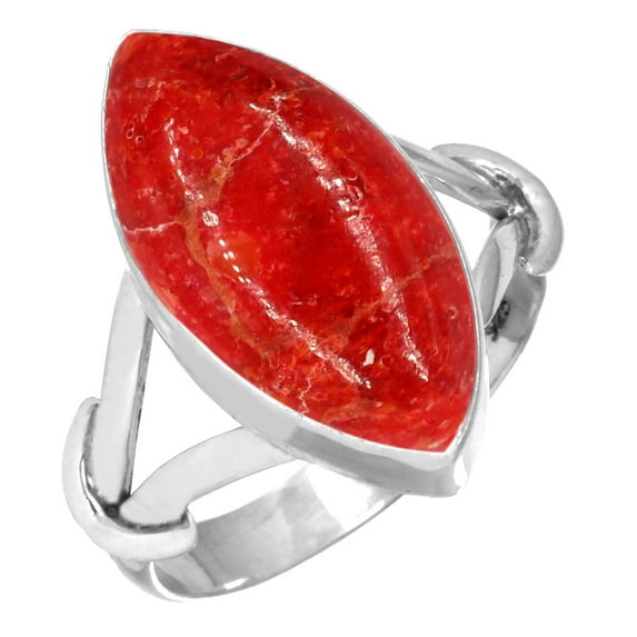 925 Sterling Silver Women Jewelry Natural Sponge Coral Ring