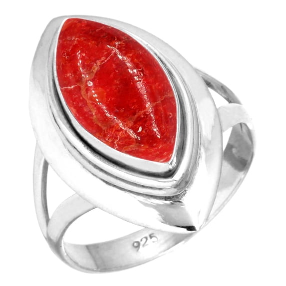 925 Sterling Silver Women Jewelry Natural Sponge Coral Ring