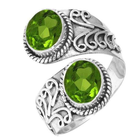 925 Sterling Silver Women Jewelry Peridot Quartz Ring