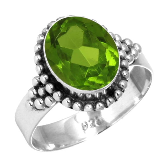 925 Sterling Silver Women Jewelry Peridot Quartz Ring