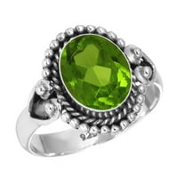 925 Sterling Silver Women Jewelry Peridot Quartz Ring