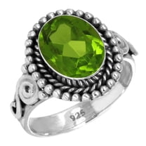 925 Sterling Silver Women Jewelry Peridot Quartz Ring