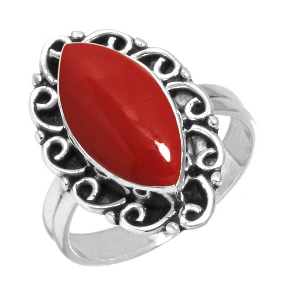 925 Sterling Silver Women Jewelry Red Stone Ring