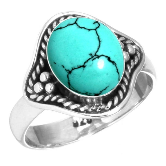 925 Sterling Silver Women Jewelry Turquoise Ring