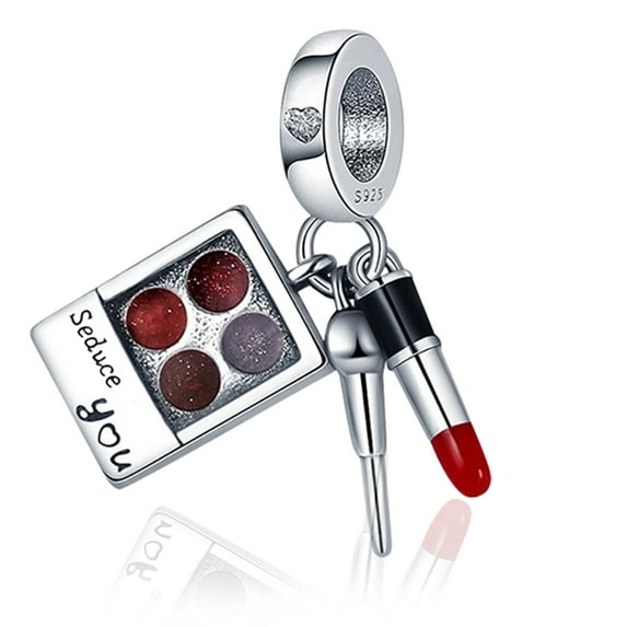 925 Sterling Silver Women Makeup Palette Dangle Chamrs Bracelet Charm Gift