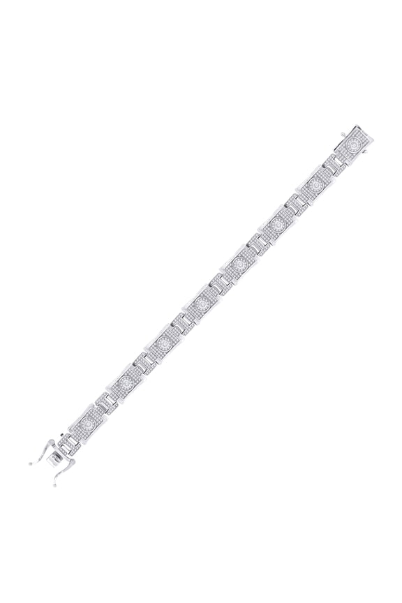 925 Sterling Silver Women Micropave Cubic Zirconia I-Link Bracelet