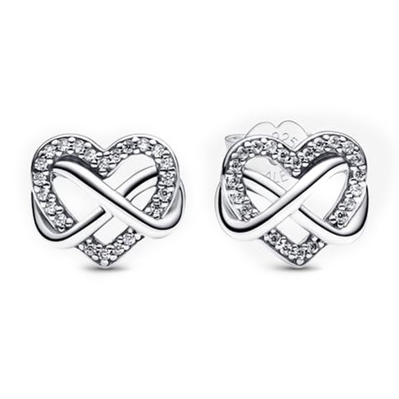 NINGAN 925 Sterling Silver Women Sparkling Infinity Heart Stud Earrings Hypoallergenic