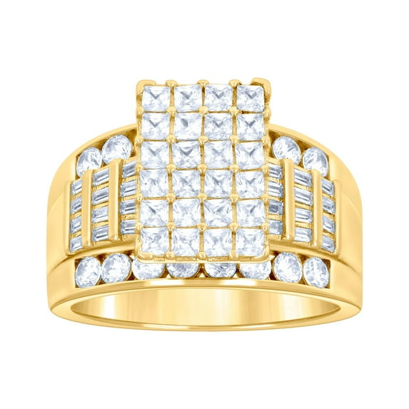 925 Sterling Silver Women Two-tone Princess-cut Cubic Zirconia Size 10 9.5mm Bridal Ring Ring for Women