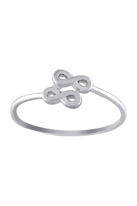 925 Sterling Silver Women's 6mm Love Symbol Double Infinity Ring | Size 8