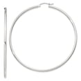 thumbnail image 1 of 925 Sterling Silver Women's Anti-Tarnish Coating Classic Tube 2mm Round Hoop Earrings | 65mm, 1 of 4