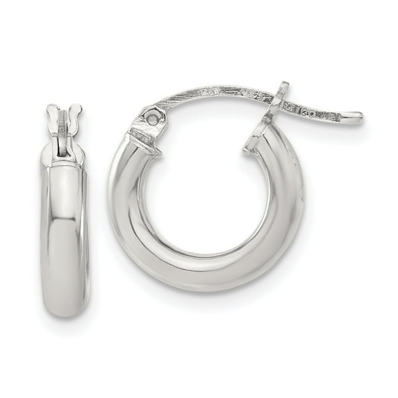 925 Sterling Silver Women's Anti-Tarnish Coating Classic Tube 3mm Round Hoop Earrings | 14mm