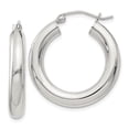 thumbnail image 1 of 925 Sterling Silver Women's Anti-Tarnish Coating Classic Tube 4mm Round Hoop Earrings | 23mm, 1 of 4