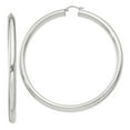 thumbnail image 1 of 925 Sterling Silver Women's Anti-Tarnish Coating Classic Tube 5mm Round Hoop Earrings | 80mm, 1 of 4